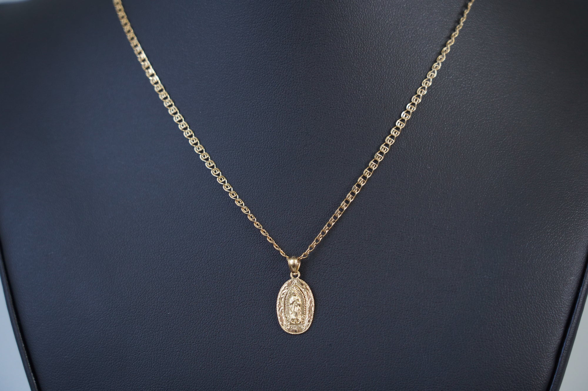 Gold Virgin of Guadalupe Pendant Necklace