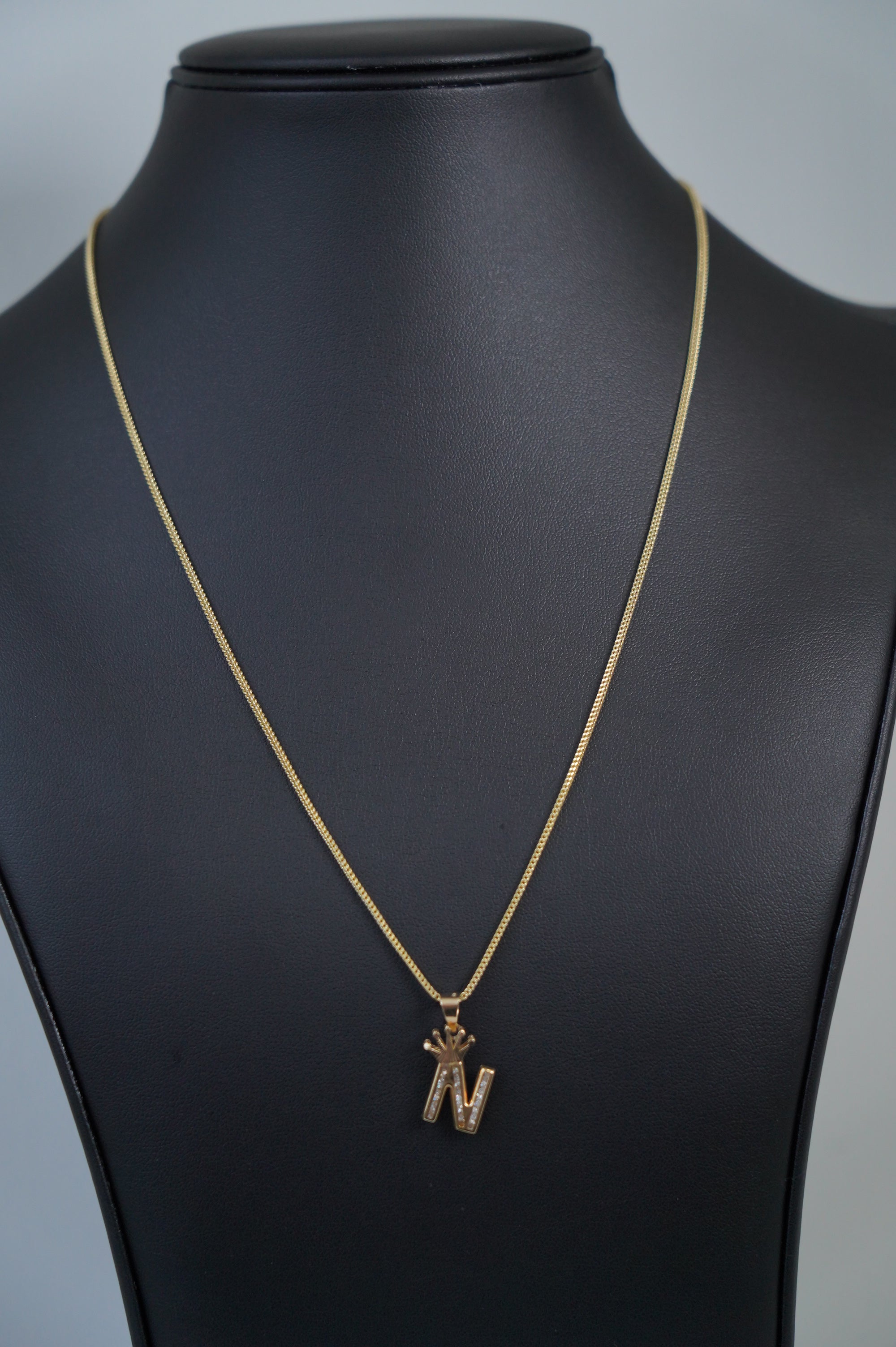 Gold Initial 'N' Pendant Necklace