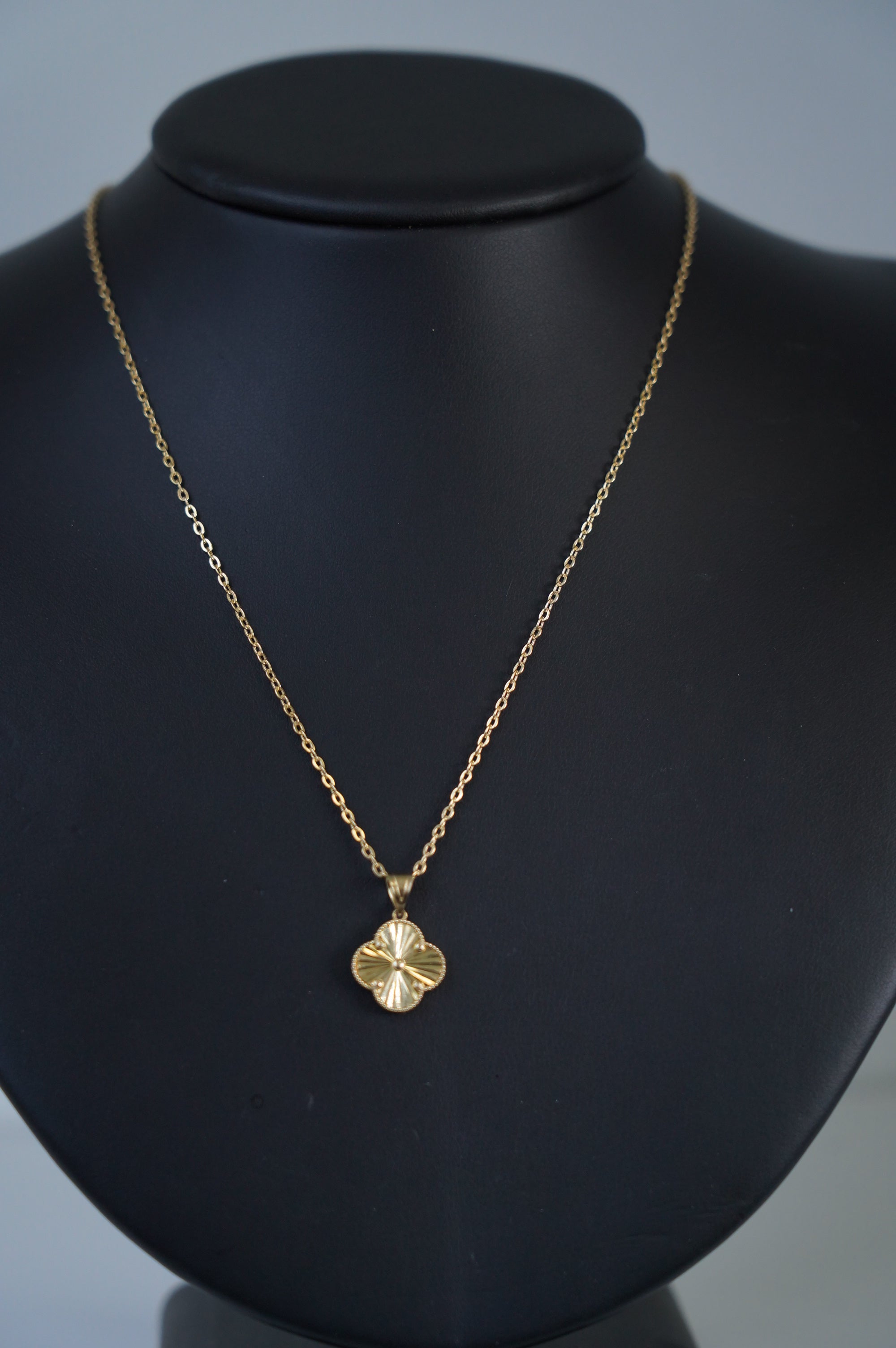 Gold Necklace with Textured Van Cleef Pendant