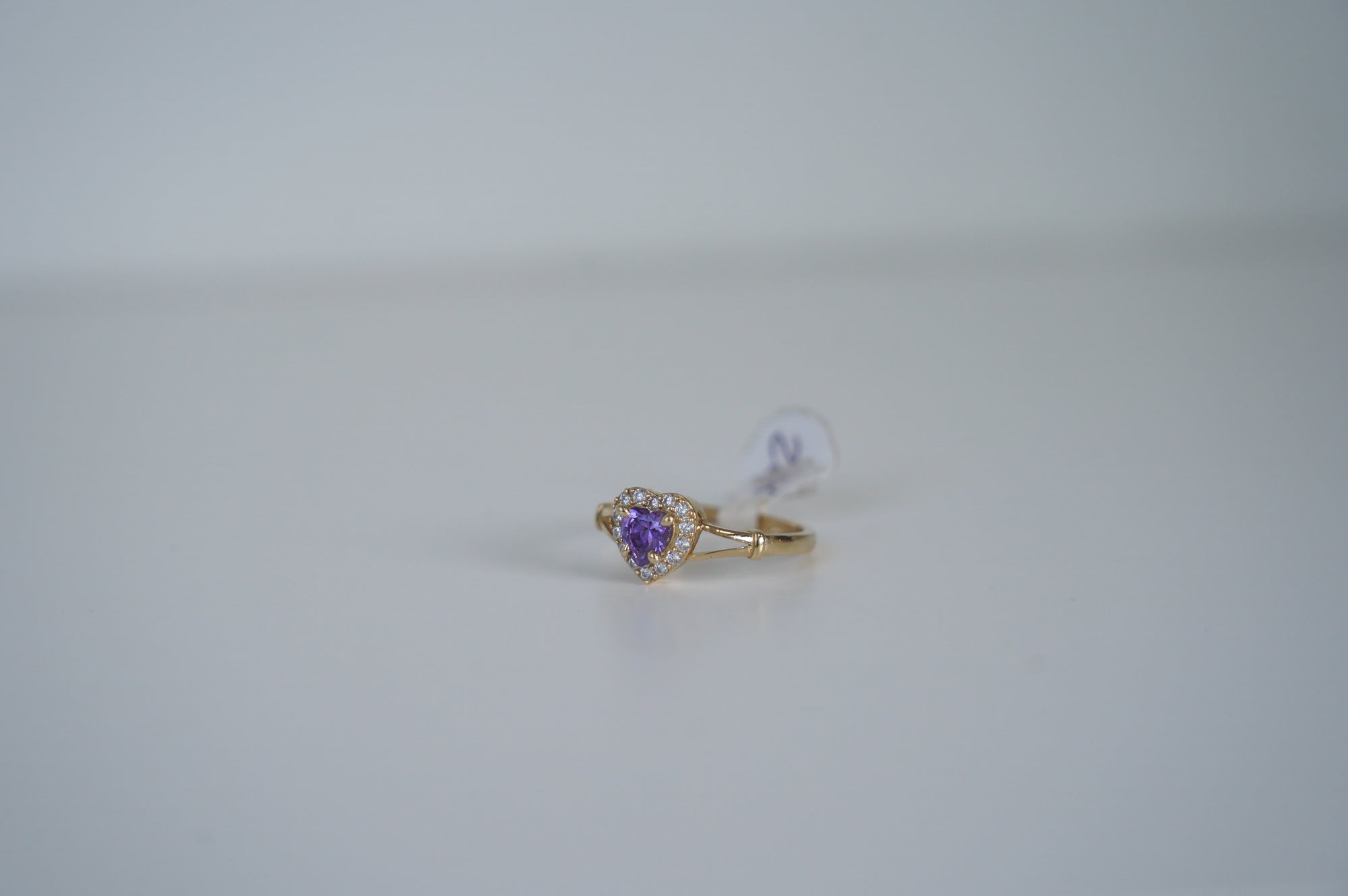 Amethyst Heart Ring with Diamond Halo