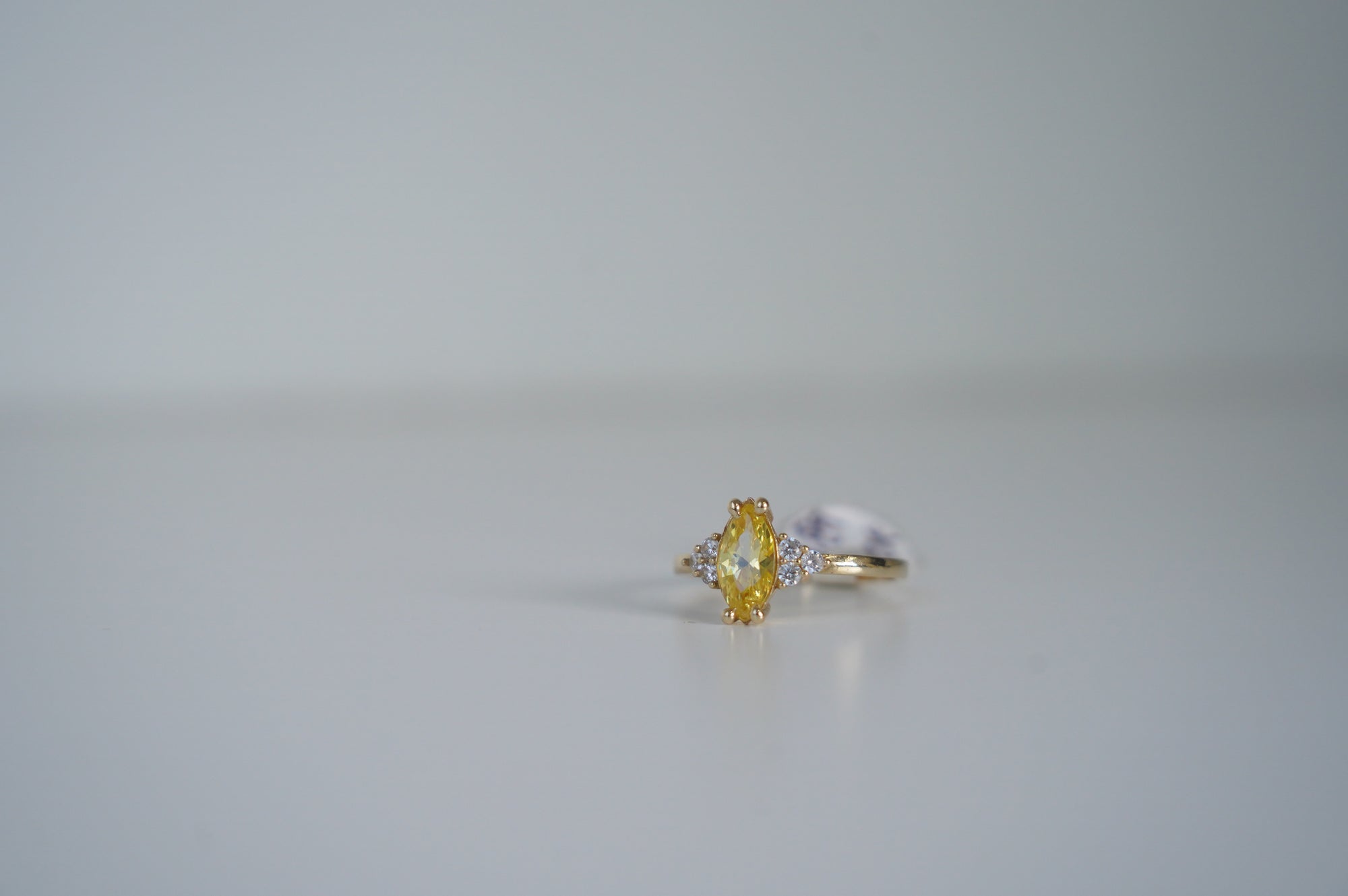 Golden Ring with Yellow Marquise Stone