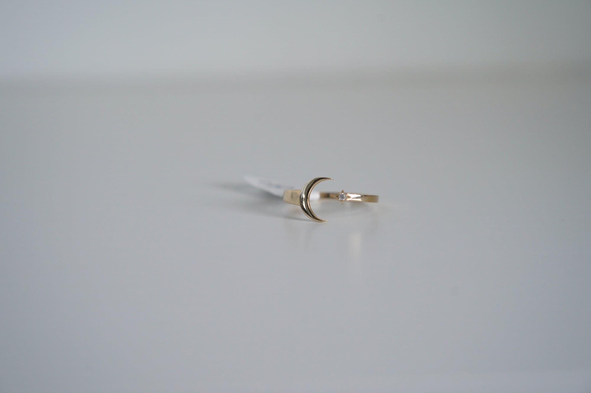 Gold Moon Ring with CZ Star