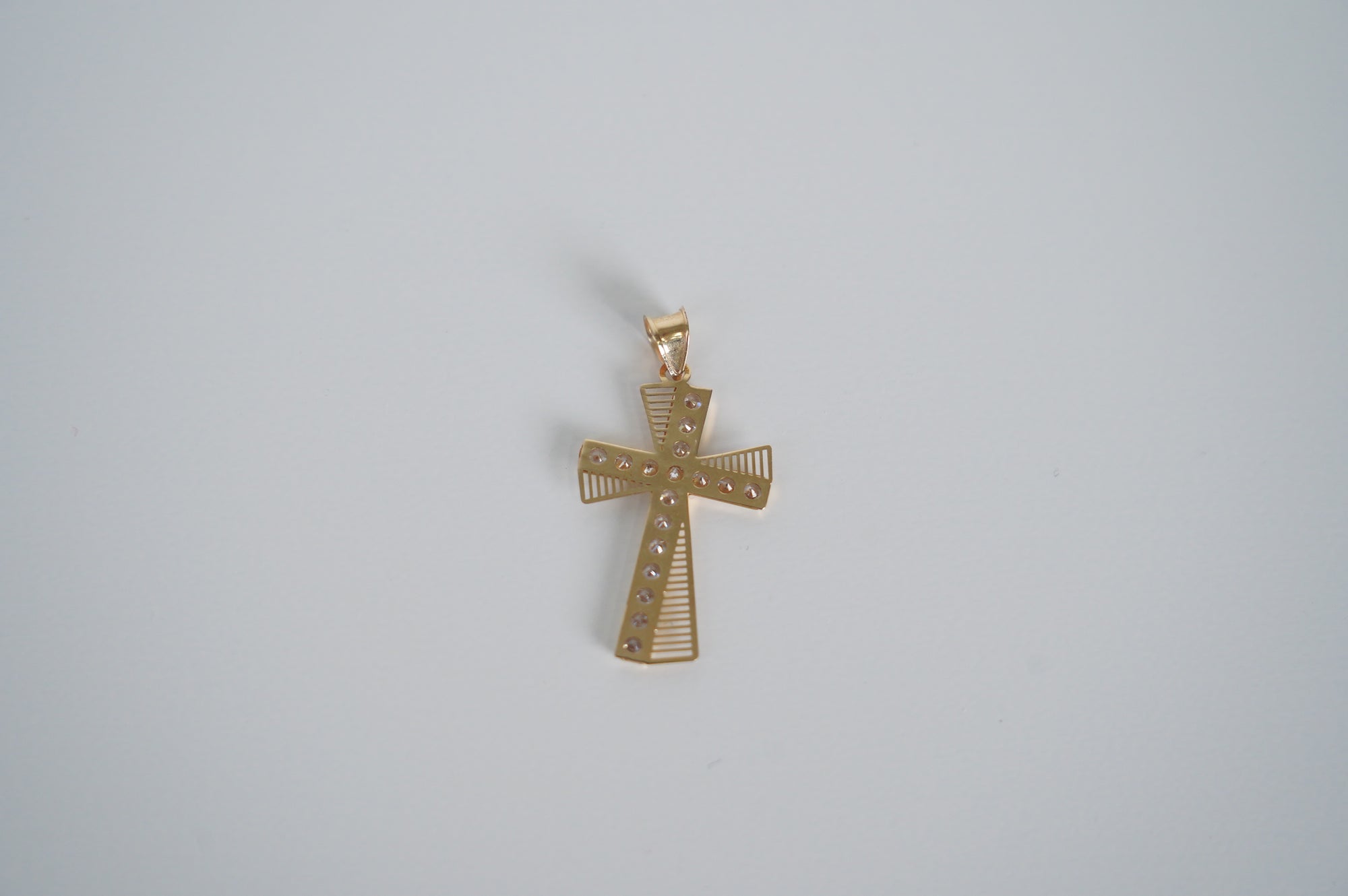 Gold Cross Pendant with Diamond Accents