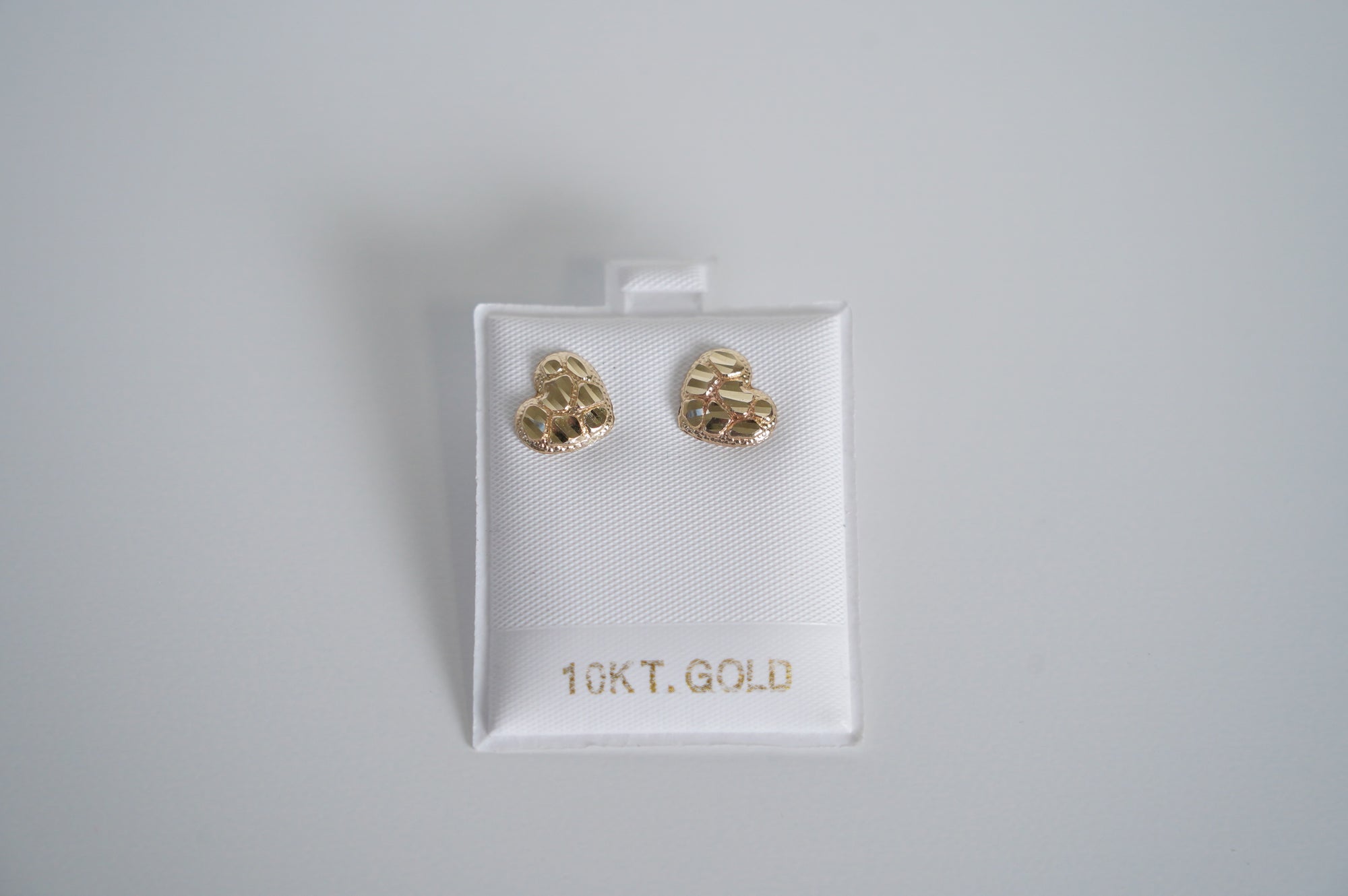 Textured Heart Stud Earrings in 10K Gold