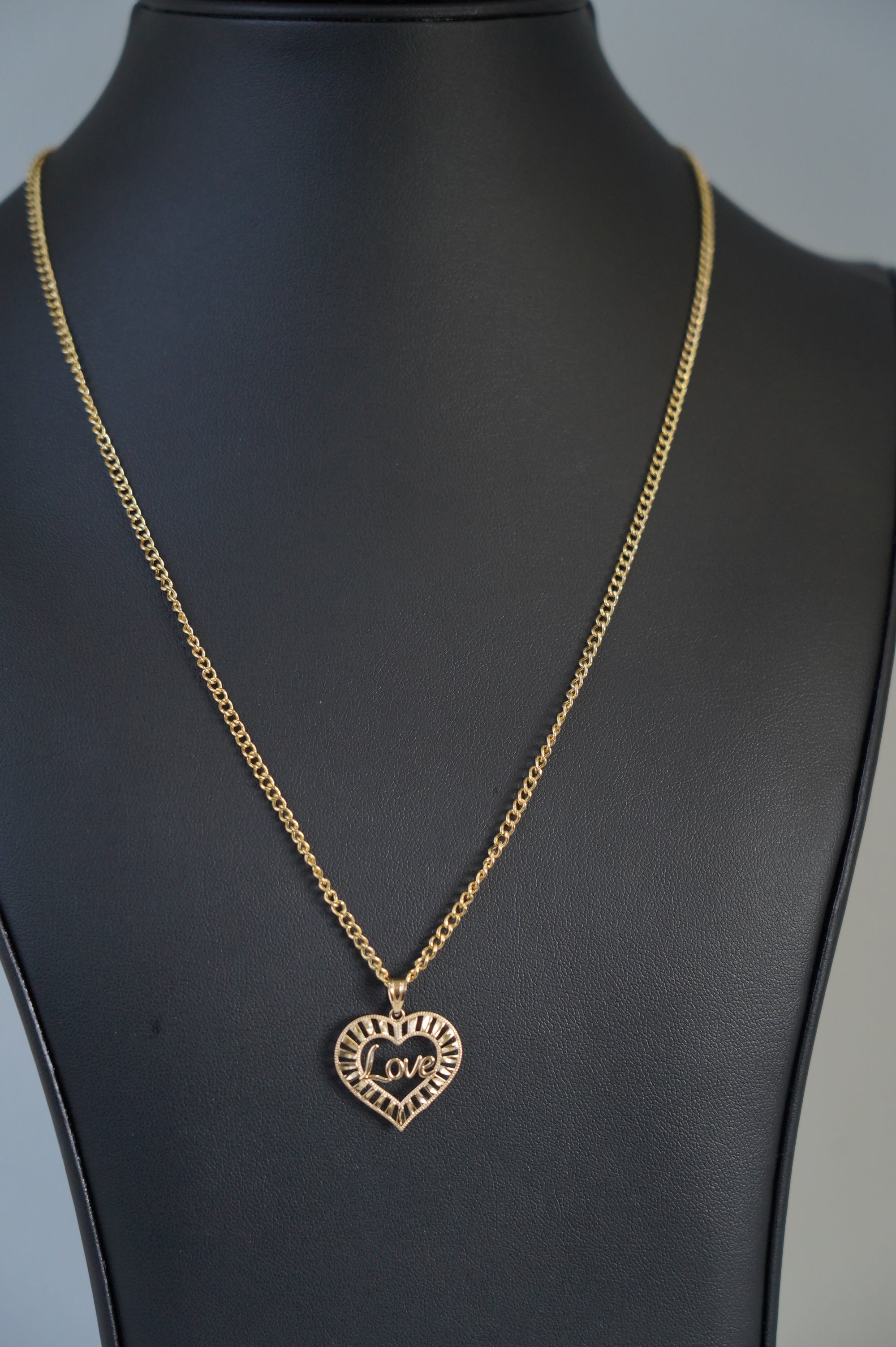 Gold Necklace with Heart 'Love' Pendant