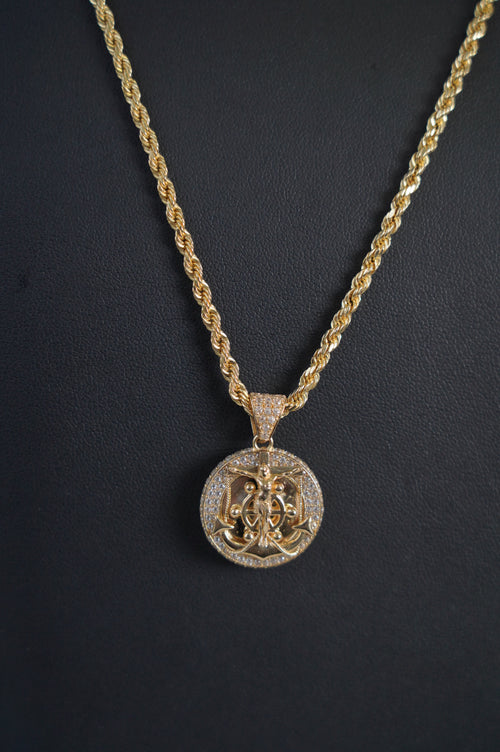 10K Gold Rope Chain with Diamond Pendant