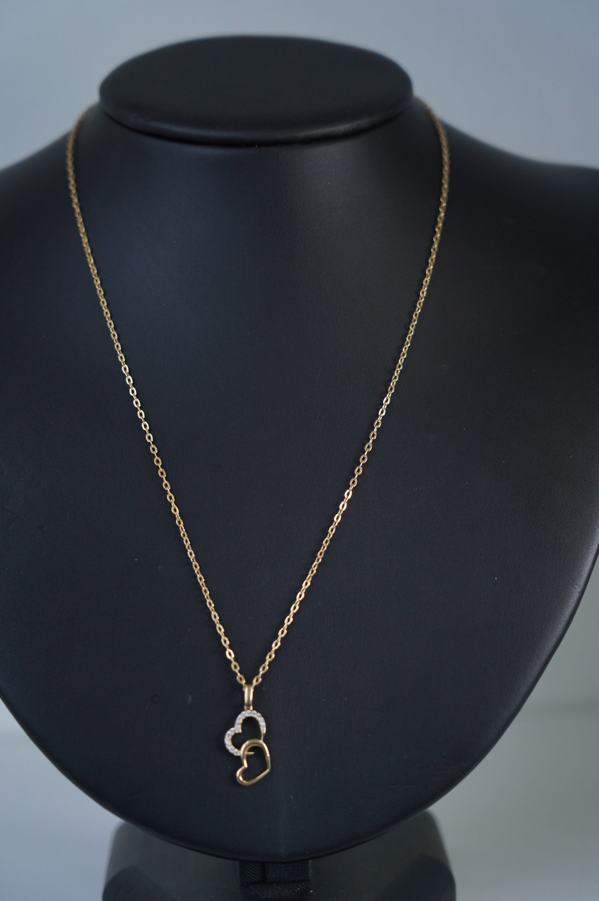 Gold Double Heart Pendant Necklace