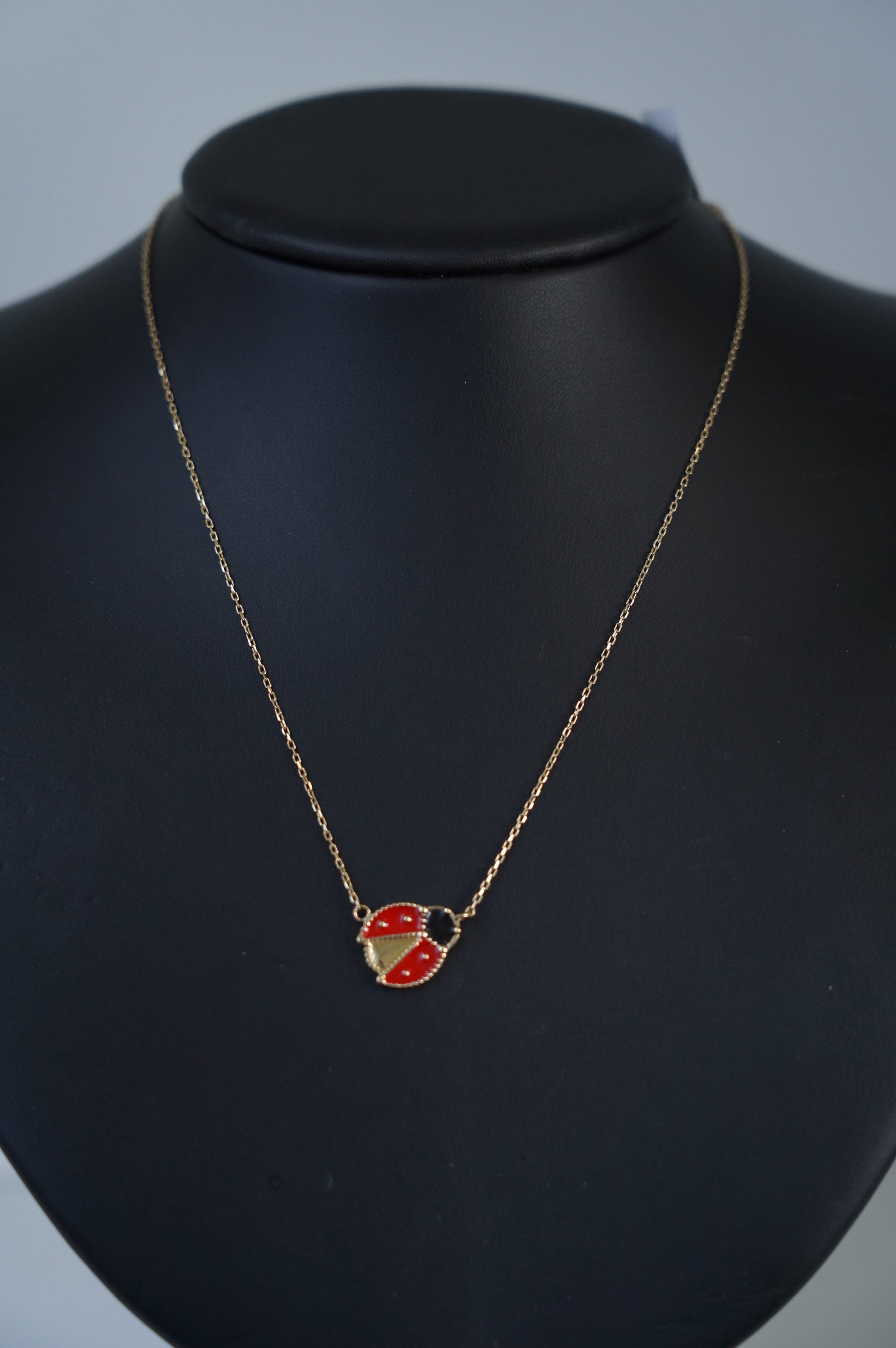 Necklace with Red and Black Pendant