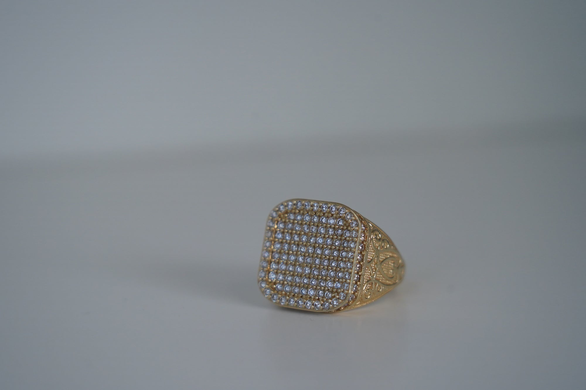Diamond Paved Square Signet Ring