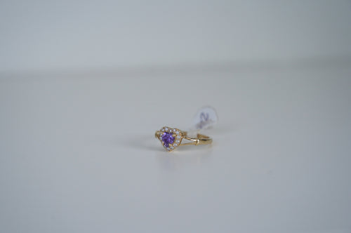 Amethyst Heart Ring with Diamond Halo