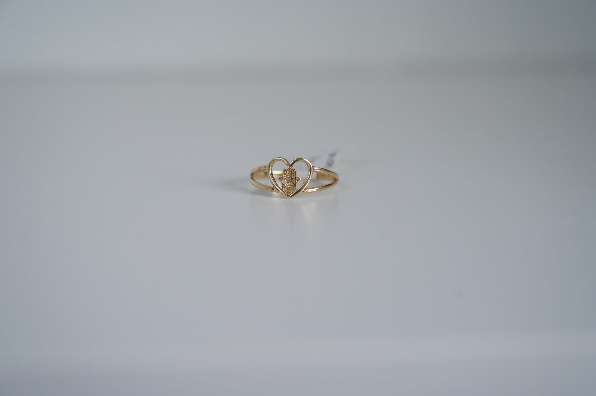 Heart Frame Ring with Hamsa Hand