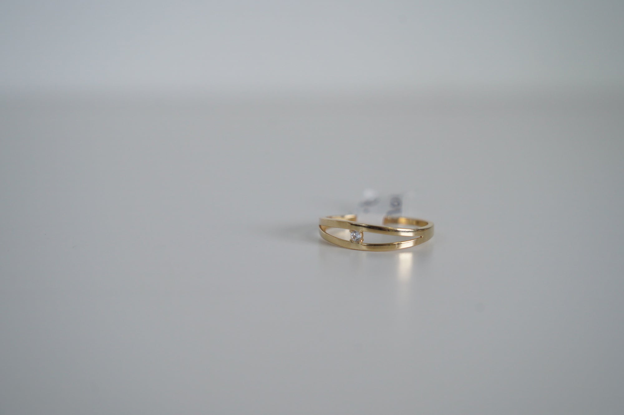Gold Open Band Ring with CZ Accent
