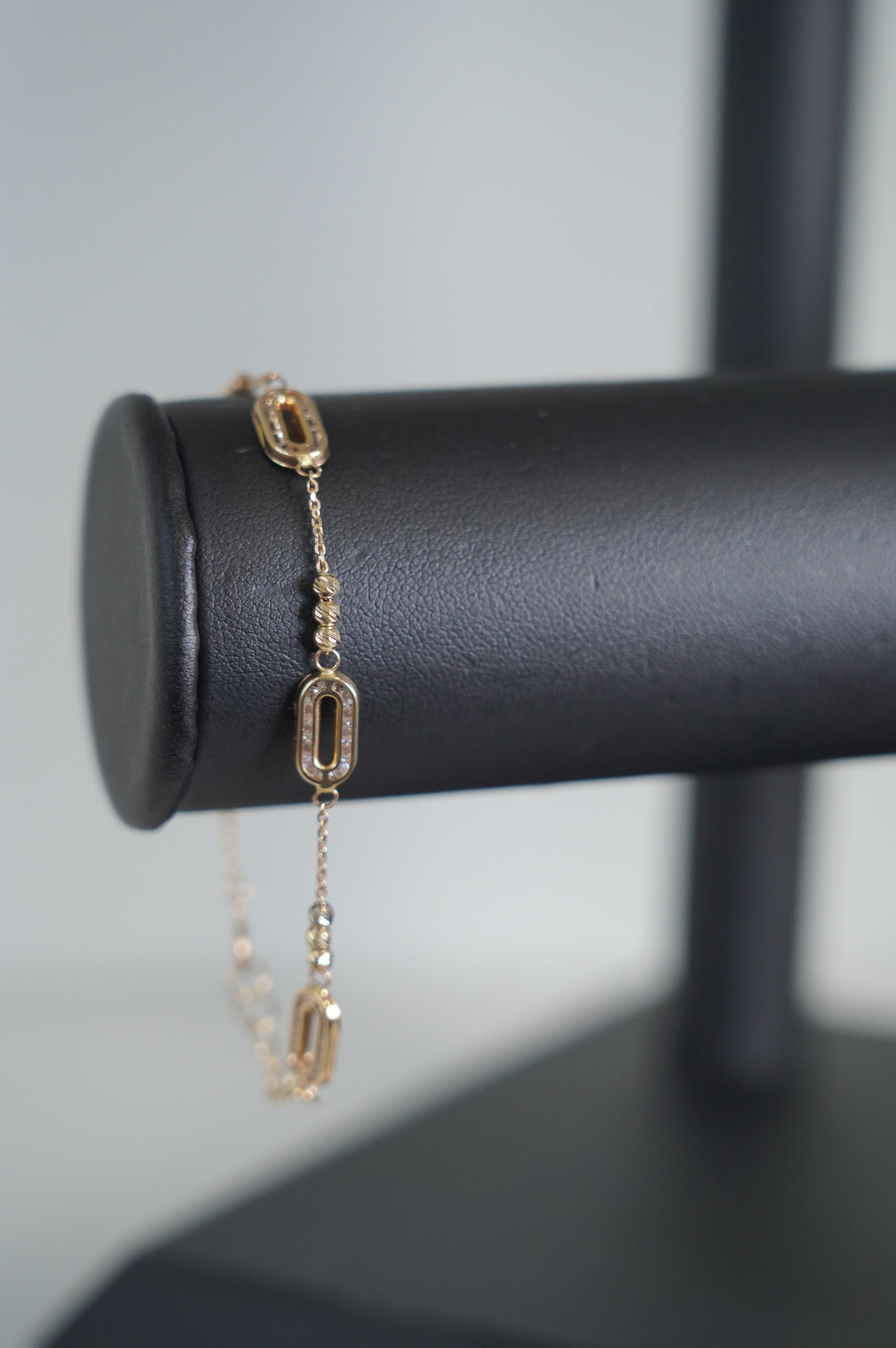 Gold Bracelet with Geometric Links