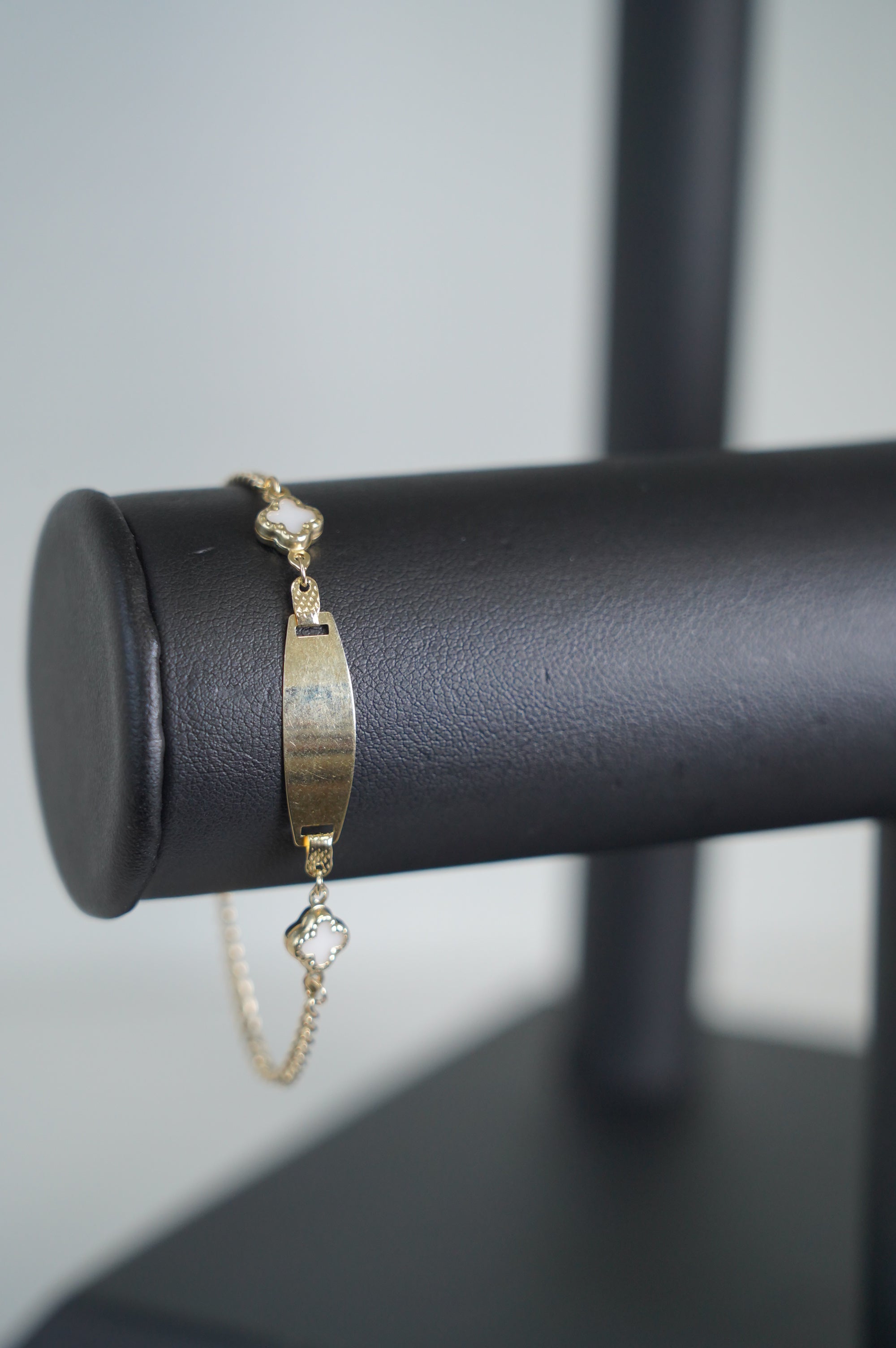 Gold ID Bracelet with White Van Cleef Accents