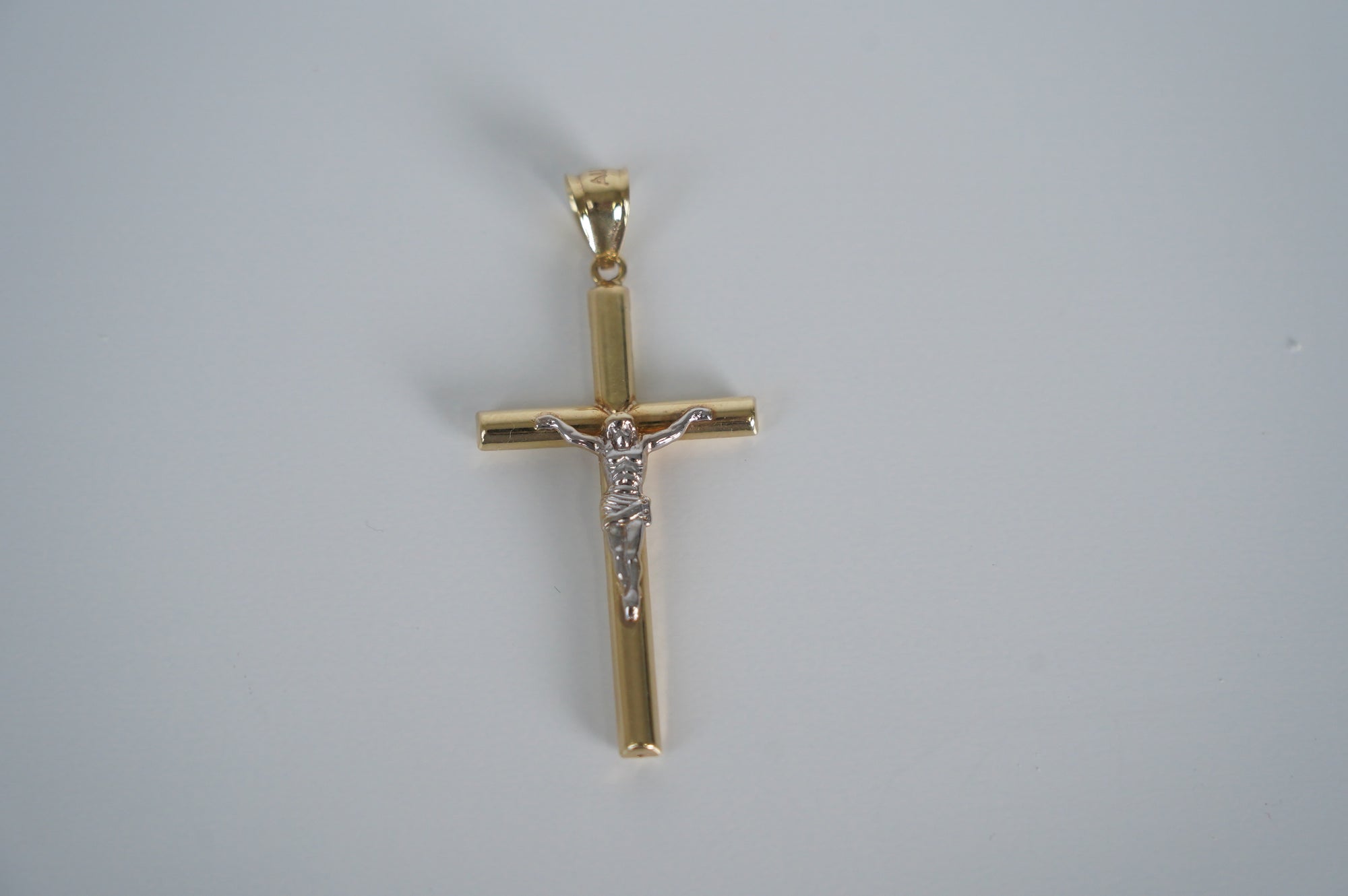 Gold Crucifix Pendant with Silver Detail