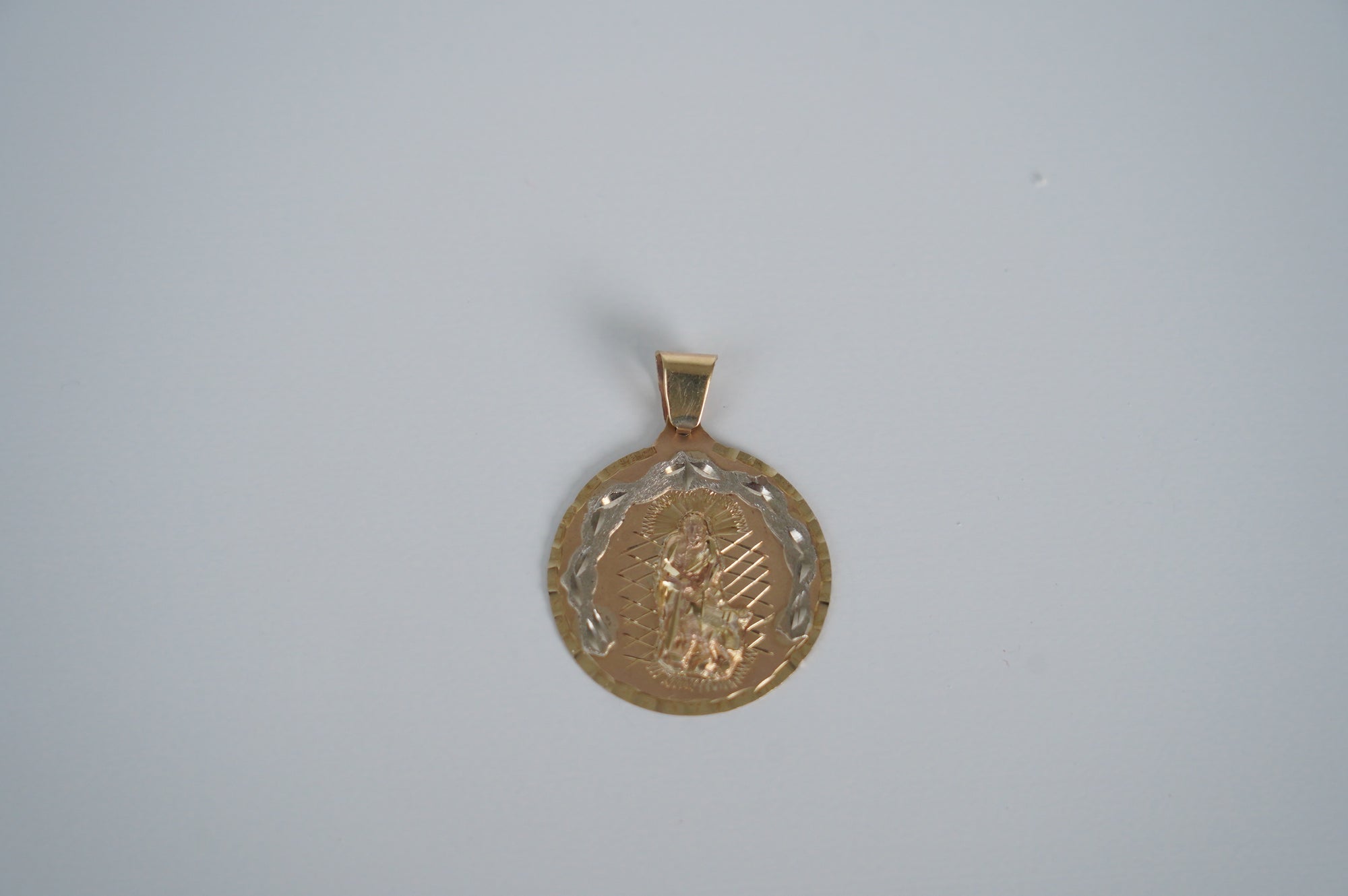 Round Virgin Mary Gold Pendant