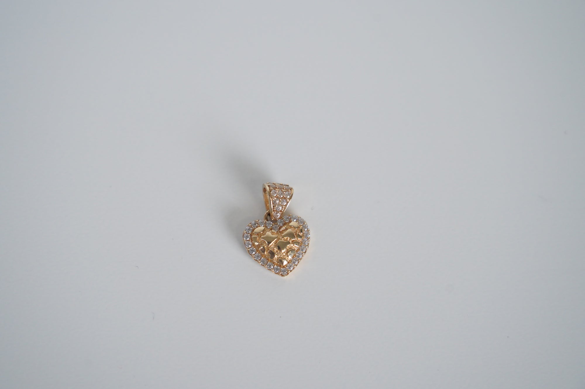 Heart-Shaped Gold Pendant with CZ Accents