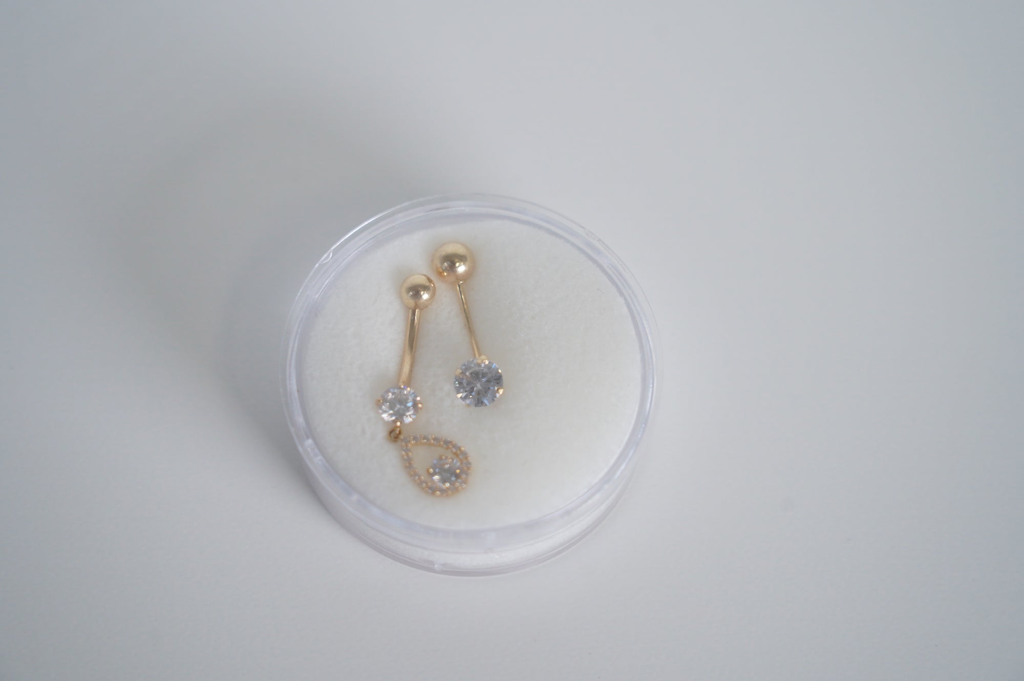 Gold Belly Button Ring with CZ Stones