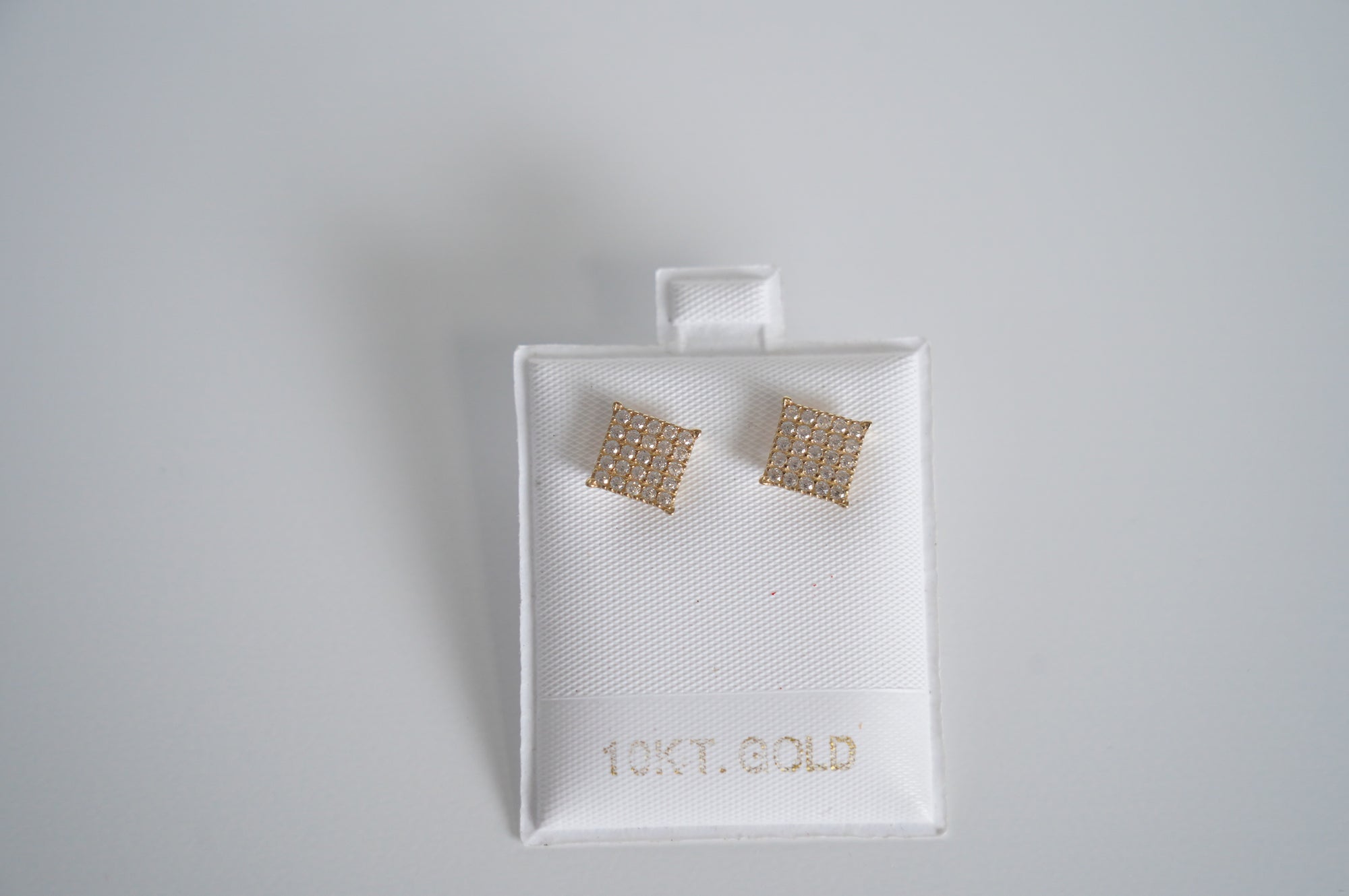 Square Pavé Stud Earrings in 10K Gold