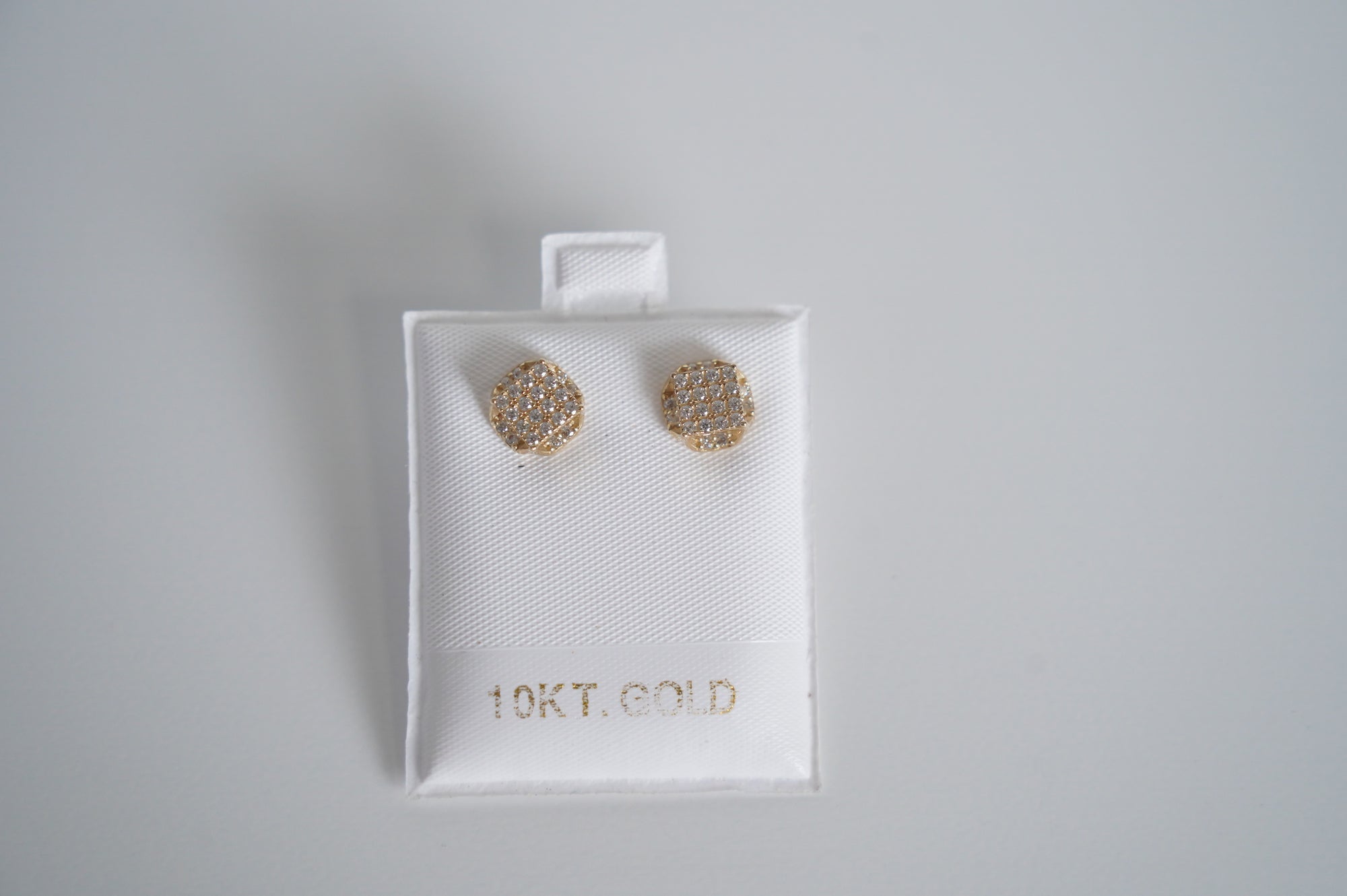 Round Pavé Stud Earrings in 10K Gold