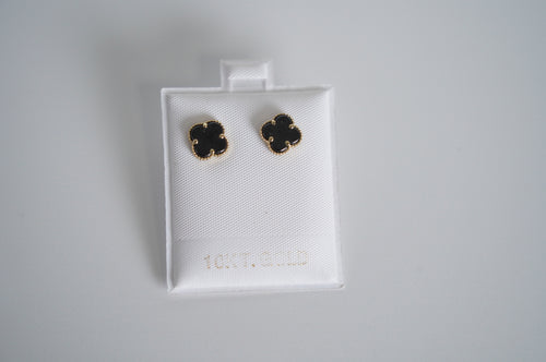 Black Clover Stud Earrings in 10K Gold